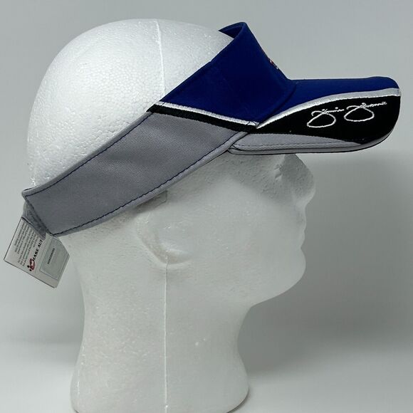 Vintage 90s NASCAR Jimmie Johnson Visor Hat Team Lowes Racing Strapback Blue - Picture 7 of 9
